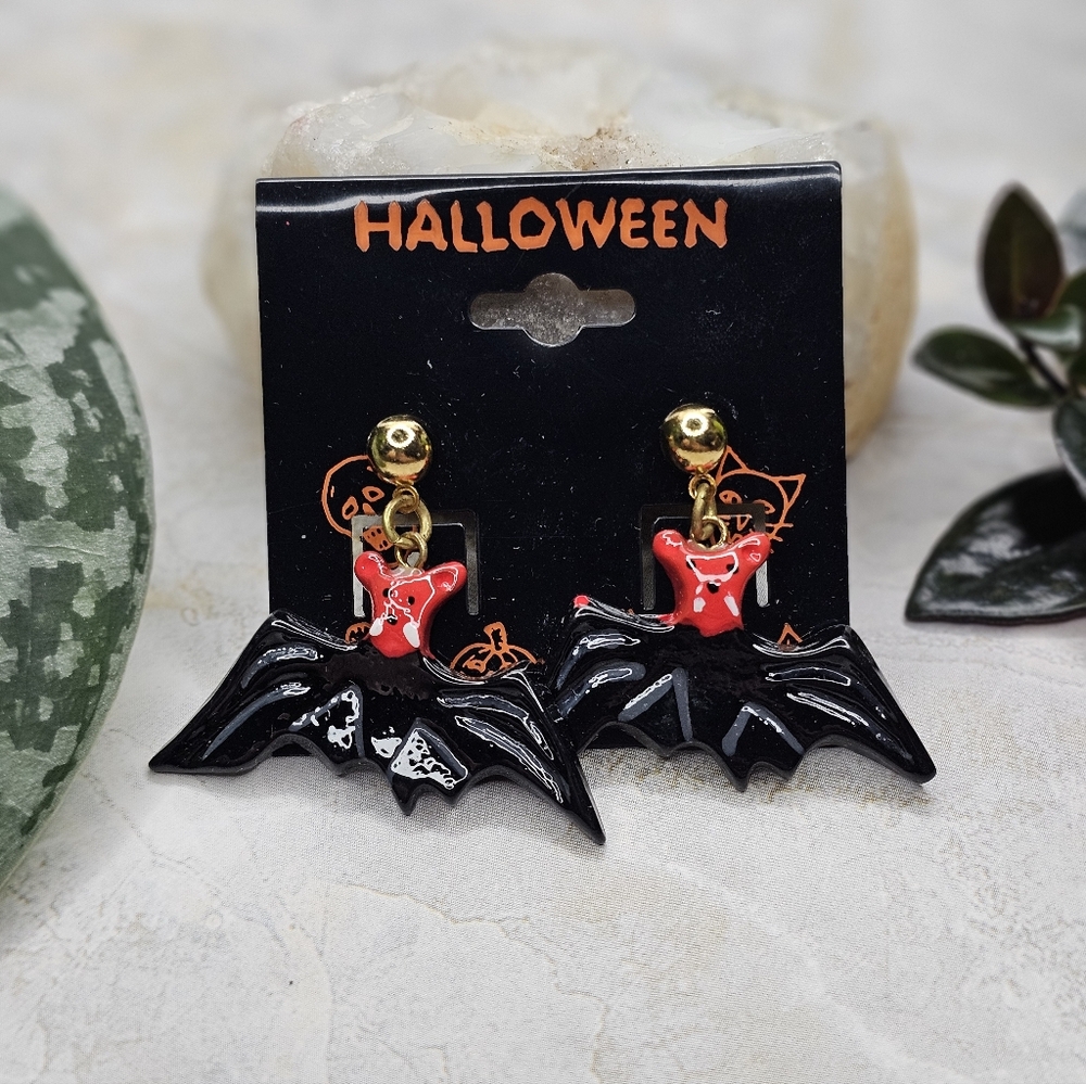 Black Bat post earrings